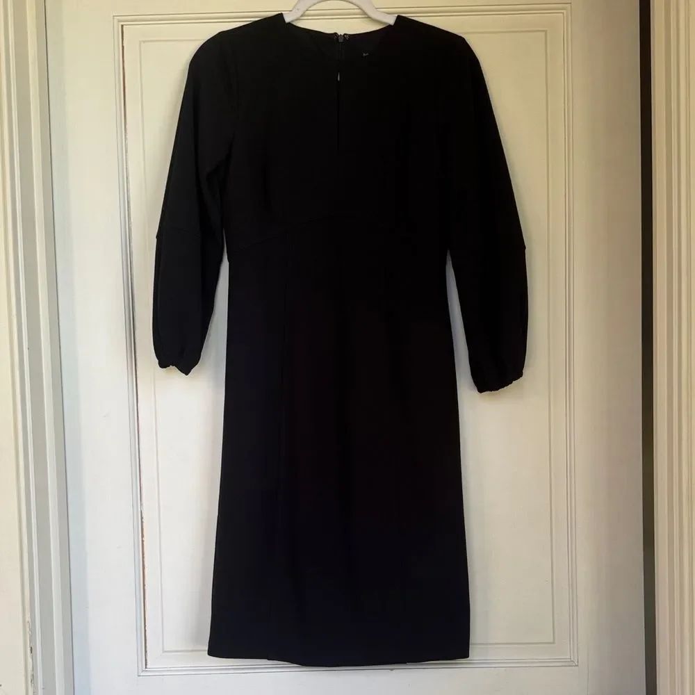 Classic Black Long-Balloon Sleeve Midi Dress By Donna Morgan